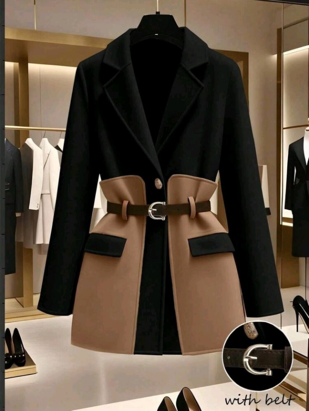 Women's Blazer With Lapel Design,Cinched Waistd Waist, Slim Fit, Casual